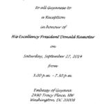 invitation to reception in honour of president donald ramotar 0