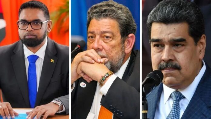 Presidents Irfaan Ali. Ralph Gonsalves and Nicolás Maduro